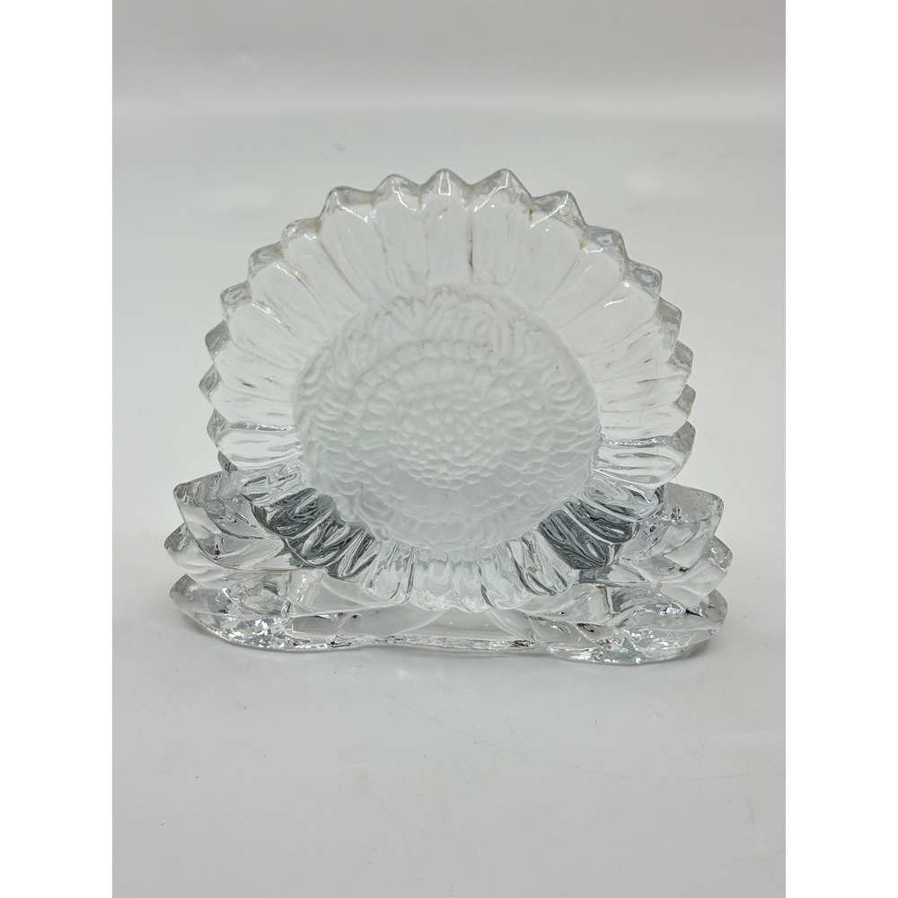 Partylite Clear & Frosted Glass Sunflower Tealight Or Votive Candle Holder